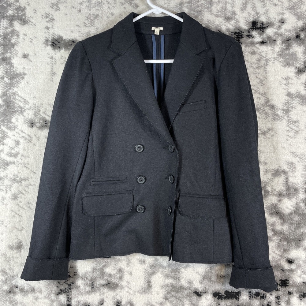 J Crew Jacket Double Breasted Womens Size 6 Black Wool Office Career Business